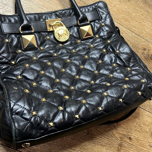 Michael Michael Kors Hamilton North South Tote in Black Studded Leather - Picture 3 of 16